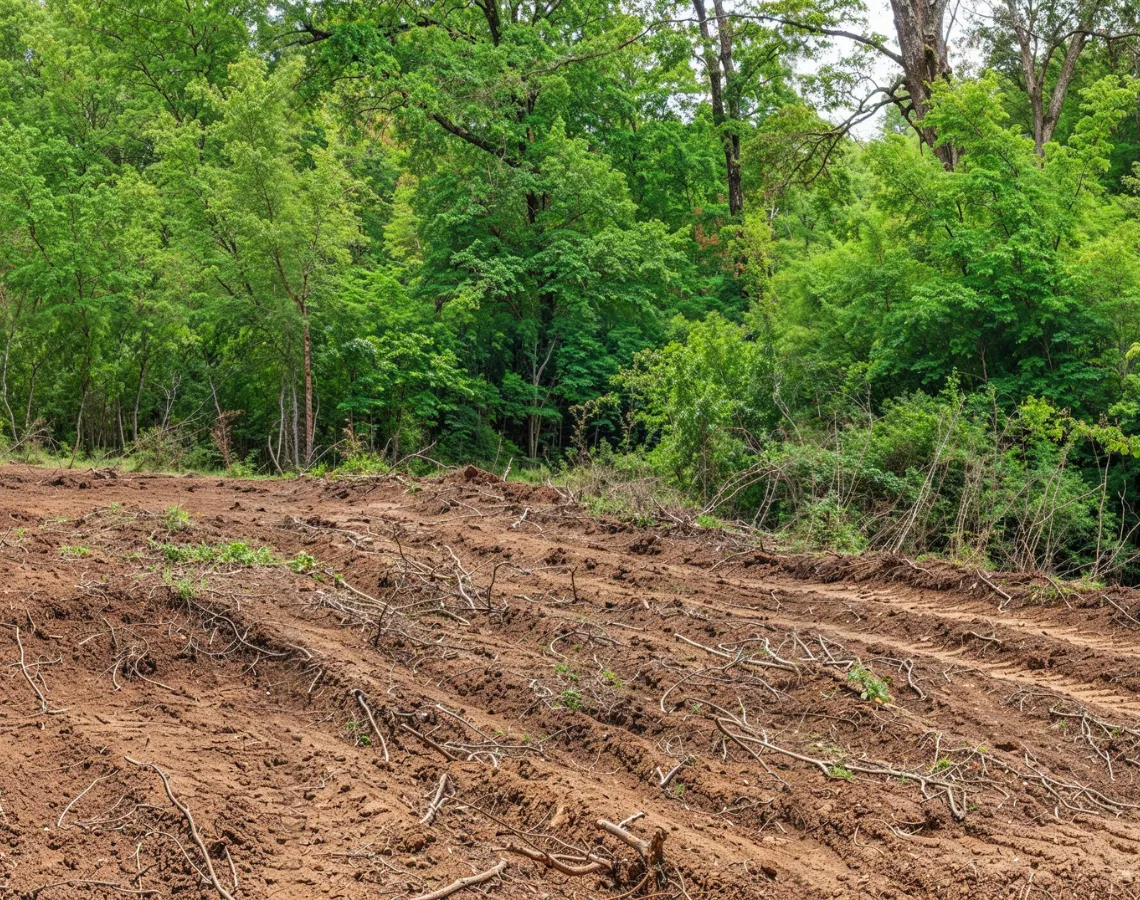 Land clearing project in Dallas TX showing cleared lot ready for construction and development