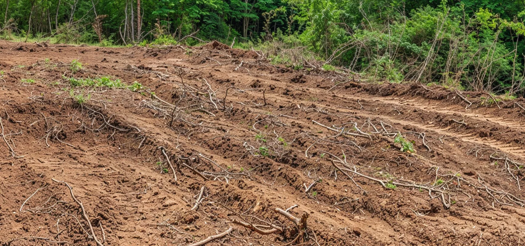 Land clearing project in Dallas TX showing cleared and leveled land